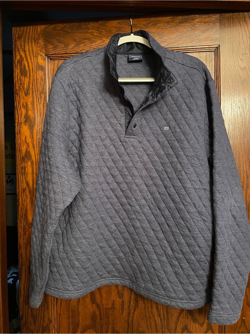 crown & ivy Quilted Navy Blue Pullover